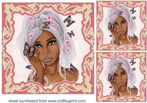 3 Floral butterfly girl card front/toppers 4