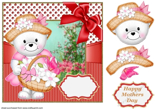 Floral bear card front