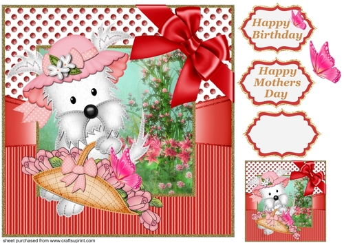 Floral terrier card front