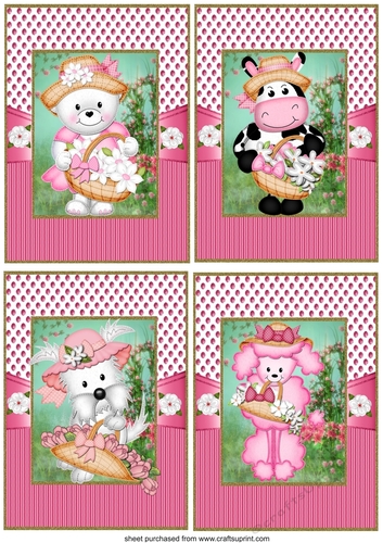 4 Cute floral animal toppers