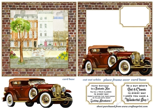 Framed vintage car card front 1