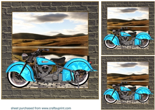 3 Classic motorbike card front/toppers B