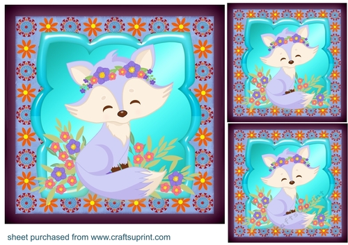 3 Cute girl fox card front/toppers 1