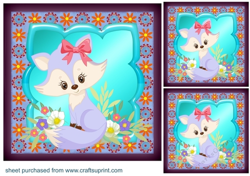 3 Cute girl fox card front/toppers 2