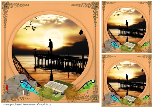 3 Gone fishing card front/toppers 1