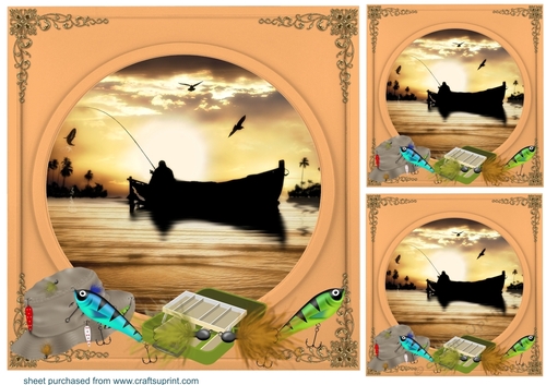 3 Gone fishing card front/toppers 2