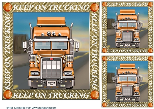 3 Orange keep on trucking card front/toppers