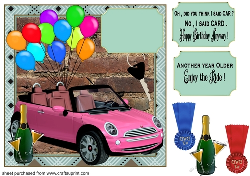 Pink mini Birthday card front