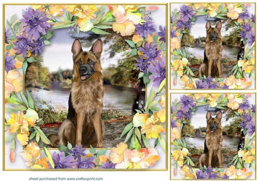 3 Cute floral dog card front/toppers 1