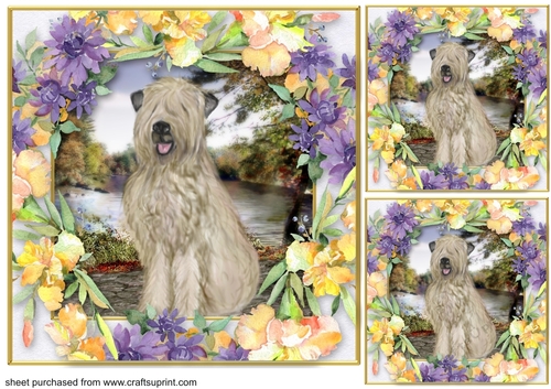 3 Cute floral dog card front/toppers 3