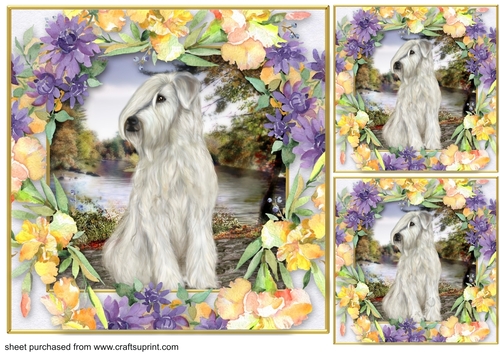 3 Cute floral dog card front/toppers 5