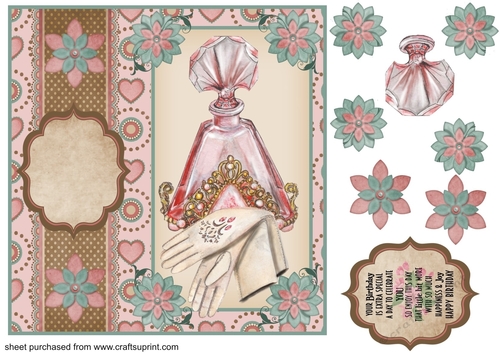 Perfume and gloves card front