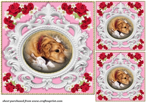 3 Pink rose pet card front/toppers 1