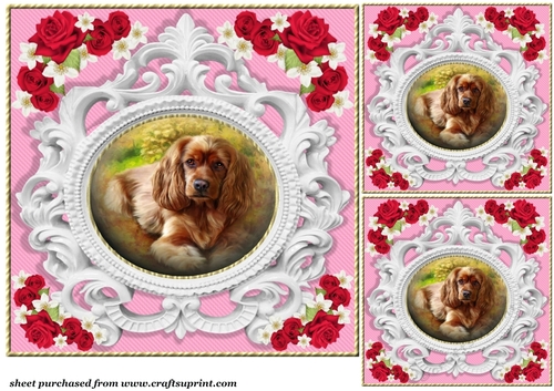 3 Pink rose pet card front/toppers 3