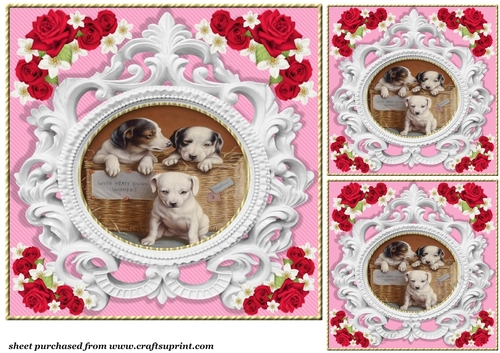 3 Pink rose pet card front/toppers 9