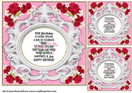3 Rose verse Birthday card front/toppers 3