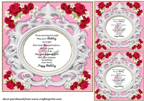 3 Rose verse Birthday card front/toppers 4