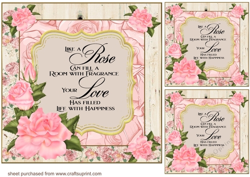 3 Pink rose verse card front/toppers 1