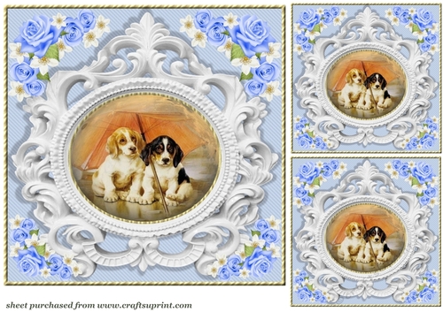 3 Blue rose pet card front/toppers 5