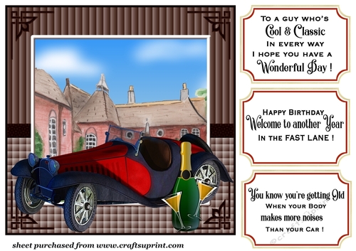 Red sports car card front