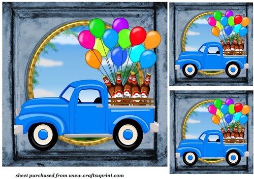 3 Blue Birthday pick up card front/toppers