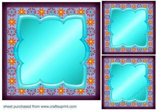 3 Blue mat floral card front/toppers(blanks)