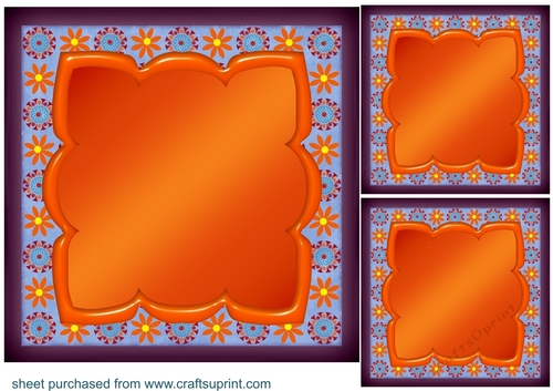 3 Floral orange mat card front/toppers blanks