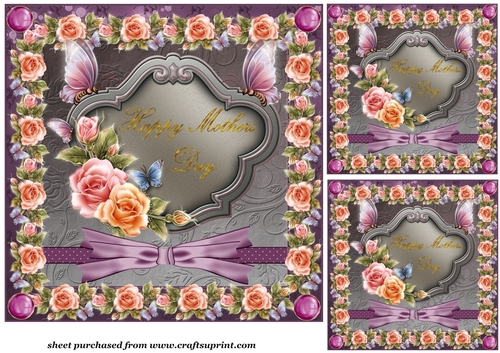 3 Rose Mothers Day card front/toppers
