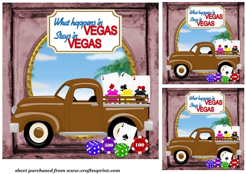 3 What happens in Vegas pick up card front/toppers