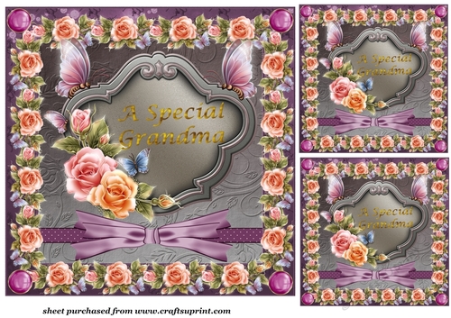 3 Grandma roses card front/toppers