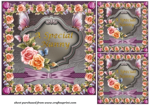 3 Nanny roses card front/toppers
