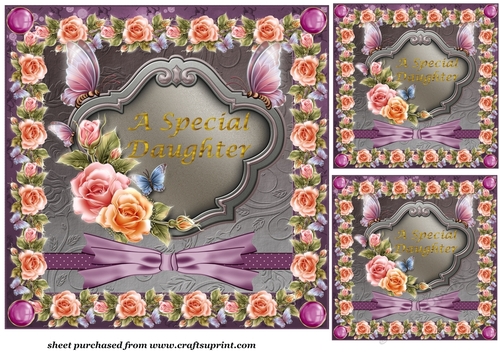 3 Daughter roses card front/toppers