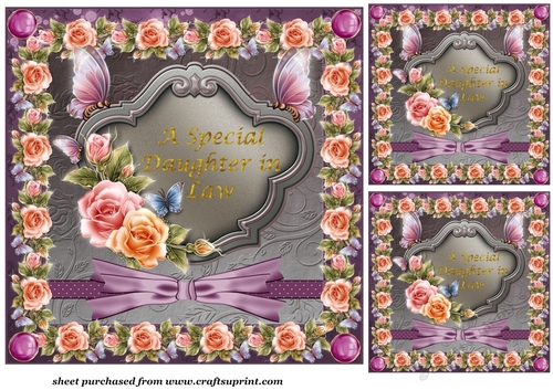 3 Daughter-in-Law roses card front/toppers