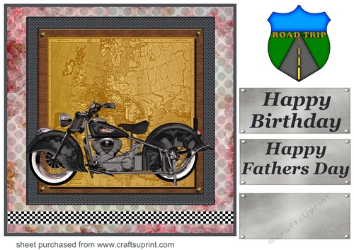 Motor bike road trip card front