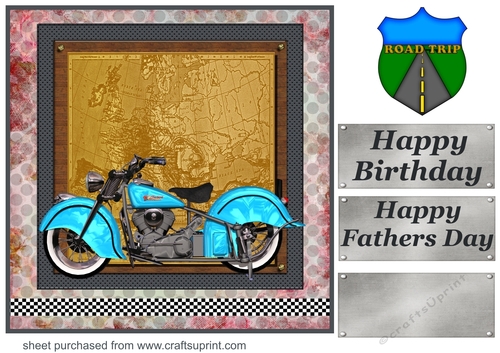 Motor bike road trip card front 2