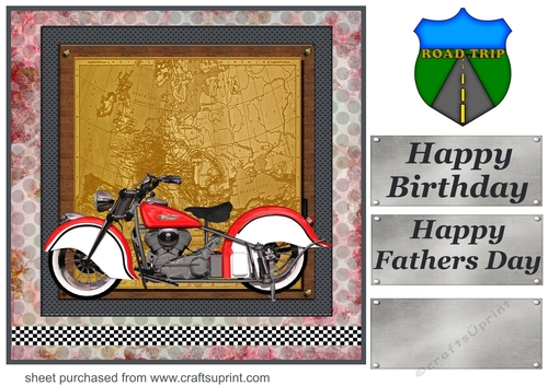 Motor bike road trip card front 3