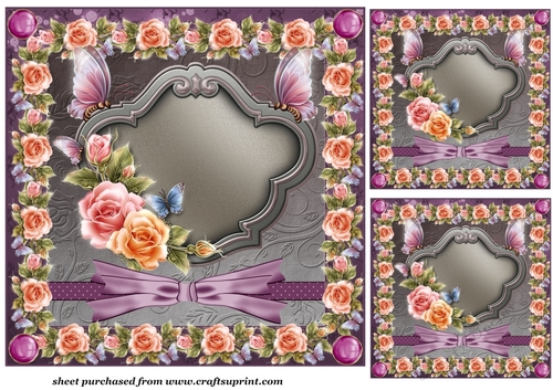 3 Rose frame card front/topper blanks