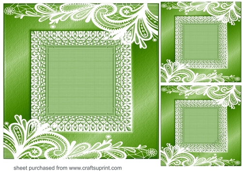 3 Green card front/topper blanks