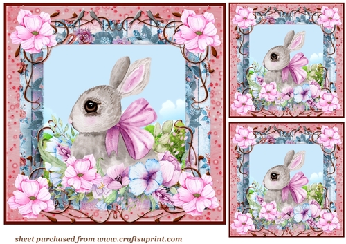 3 Floral rabbit card front/toppers