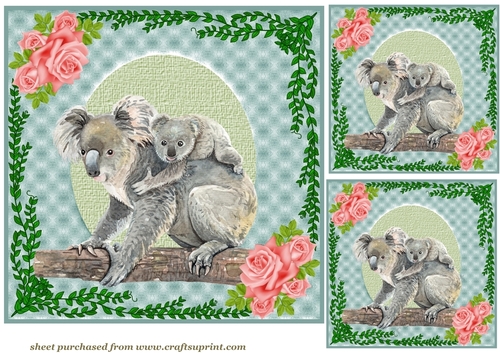 3 Koala Mum and baby card front/toppers 2
