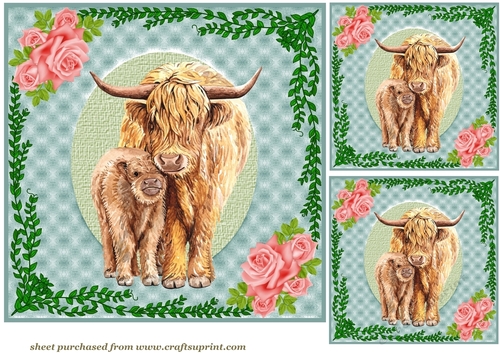 3 Yak Mum and baby card front/toppers 2