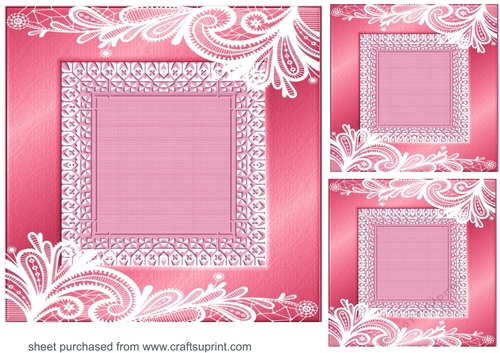 3 Pink lace edge card front/topper blanks