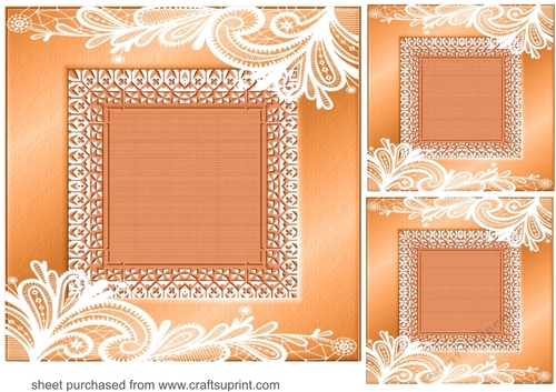 3 Orange lace edge card front/topper blanks 2