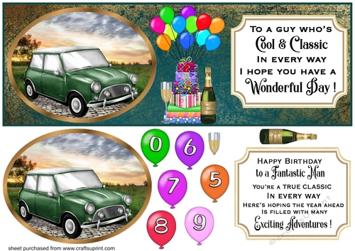 Age 50-90 Vintage car Birthday card front 2