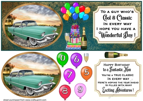 Age 50-90 Vintage car Birthday card front 6