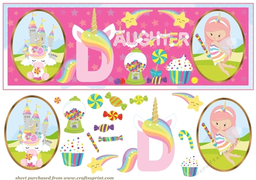 Pink Daughter unicorn Birthday card front
