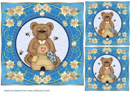 3 Spring bear card fronts/toppers 1