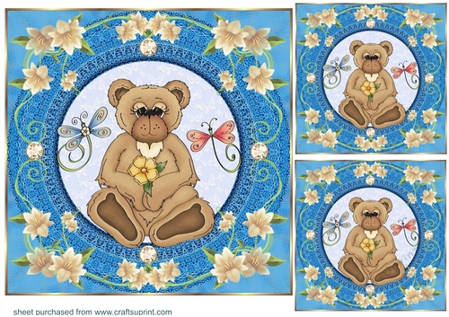 3 Spring bear card fronts/toppers 3