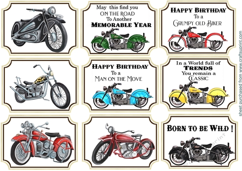 9 Motor bike themed mini toppers