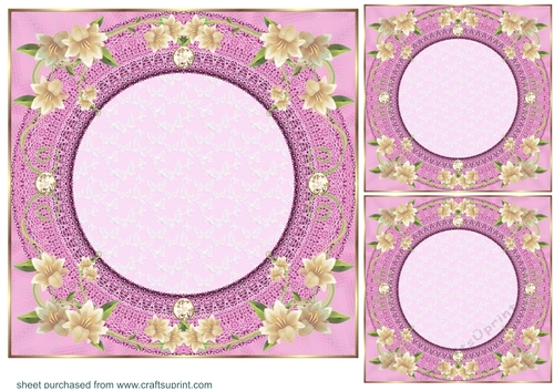 3 Pink floral card front/topper blanks 1
